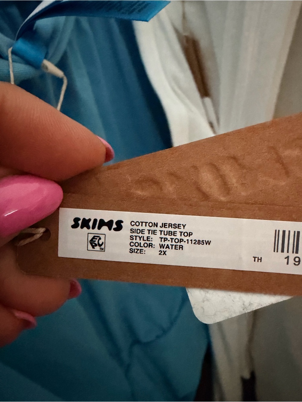 SKIMS COTTON JERSEY SIDE TIE TUBE TOP STYLE: TP-TOP-11285W COLOR: WATER SIZE: 2X - Picture 2 of 2